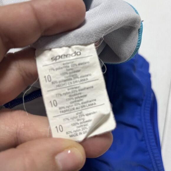 Speedo Women Racerback One Piece Swimsuit Swimwear Atlantic Blue Size 10 - Picture 7 of 7